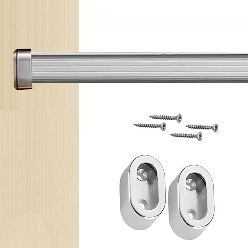 HDYZJQ Kleiderstange Hochbelastbar rutschfeste Garderobenstange, Aluminium-Legierung Ovale Garderobenstangen zum Aufhängen von Kleidung, Garderobenstange Closet Bar für Waschküche(Silver,48in/122cm)