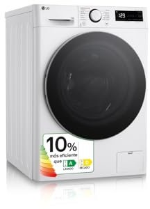 LG F4DR6009A1W Lavasecadora inteligente AI Direct Drive TM, Lavadora Secadora, Turbowash 360º, 9/6kg, 1400rpm, Un 10% más eficiente que A(lavado) /D(secado), Serie 600, Blanca