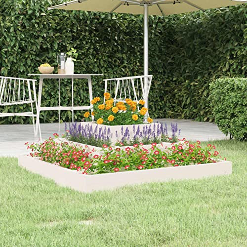 ARKEM Pflanzkübel Weiß 80x80x27 cm Massivholz Kiefer Blumentopf Hoch Innen Pflanze Groß