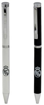 CYP BRAND – Real Madrid – Set med två pennor, pennfodral, skrivfodral, presentförpackning, vit, officiell produkt