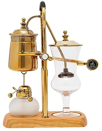 DGJMuu Edition Siphon Balance Kaffeemaschine, 400ml Siphon Kaffeemaschine Set, Vakuum-Kaffeebereiter mit Naturholzsockel und Deckelknauf, Kaffee- und Teebrüher