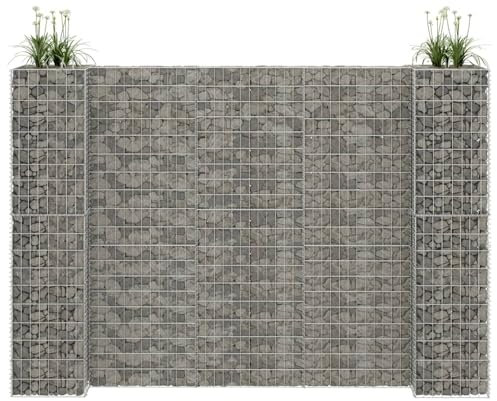 JUDYY H-förmiger Gabionen-Pflanzkorb, Hochbeet Metall, Gabionen Zaun, Steinkorb Blumenkasten, Steinkorb-pflanzkübel, Gabionen Hochbeet, Stahldraht 260x40x180 cm