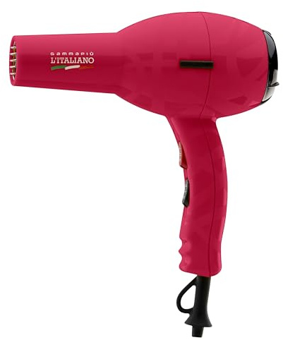 GAMMAPIU’ Asciugacapelli Professionale l’Italiano, Design 100% Made in Italy, Phon per Capelli a 2 Velocità e 4 Temperature, Impugnatura Ergonomica, Decorazione Fotoincisa, W 1700-2000, Fucsia
