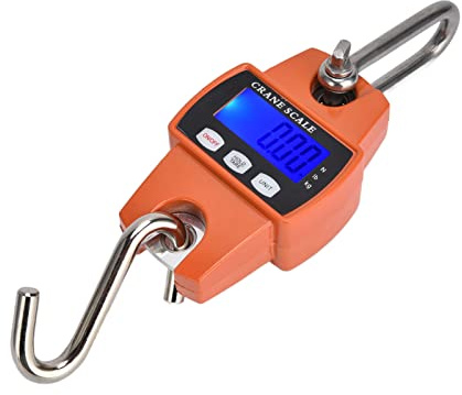 Digitale Hängewaage, Professionell, mit Gehäuse aus Aluminiumguss und Einem Gewicht von Bis zu 300 Kg, LCD-Display für Privatanwender, Unternehmen, Orange
