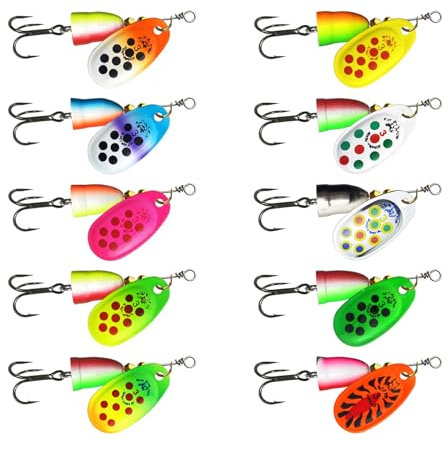 Qsvbeeqj 5/6/8/9/11g Angelköder Spinnerbait Angelzubehör Hartmetallköder mit Drillingshaken Forellen Spinner Baits