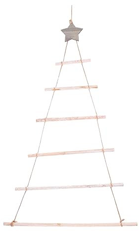 CORHAD Weihnachtsbaum Aus Holz Wanddeko Hängende Strickleiter Weihnachtsdeko Für Zuhause Natürliche Holzmaterial Deckoration Mit Weihnachtsbaumform
