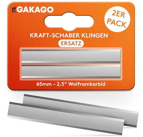 Gakago Lame de rechange du grattoir de force (pack de 2) - Lame de rechange de haute qualité de 65 mm en carbure de tungstène durable pour le bois, le métal, le béton ou la pierre