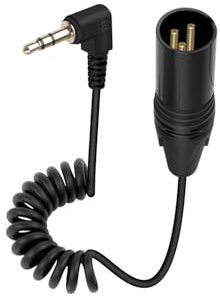 YANBORONSN 90 Grad vergoldetes 3,5 mm auf XLR 3Pin Stecker Spiralkabel, 1/8 Zoll Klinke TRS Stereo Stecker auf XLR 3Pin Audiokabel für Mikrofone, Mobiltelefone, MP3-Player, (Männlich zu Männlich)
