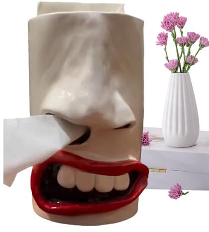 Scatola porta fazzoletti – Scatola per fazzoletti, dispenser creativo e divertente per starnutire tovaglioli, organizer decorativo a forma di naso, elegante scatola portaoggetti per bagno, scrivania