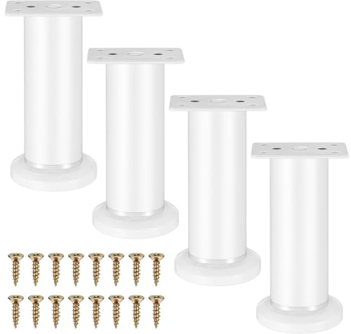 4 x Möbelfüße Höhenverstellbare Füße für Möbelfüße weiß, 12-18 cm Möbelbeine, Schrankfüße Schrankfüsse für Schränke Kommoden Sofa Tisch Bett Füße, Schrank Füße für Couchfüße Bettfüße Sofafüße