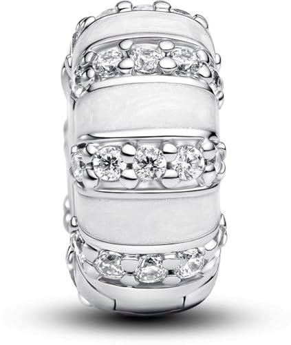 Pandora Moments 793785C01 Breloque à Clip en Argent Sterling avec zircones Compatible avec Les Bracelets Moments, 9,2x9,2x4,7 mm, Argent Sterling, Zircone cubique