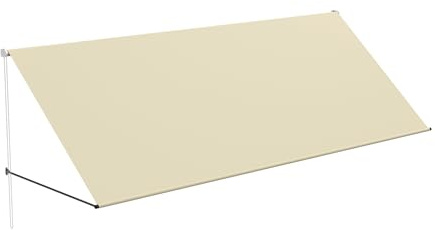 HENGMEI Toldo retráctil para balcón, protección solar, resistente a la intemperie, dispensador de sombra, retráctil para ventanas, balcón, resistente a los rayos UV, 350 x 145 cm, beige
