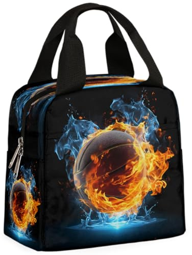 Mexpekil Bolsa térmica de almuerzo con aislamiento de baloncesto para niños, niñas, bolsa térmica para el almuerzo para mujeres y hombres, lonchera para la escuela y el trabajo