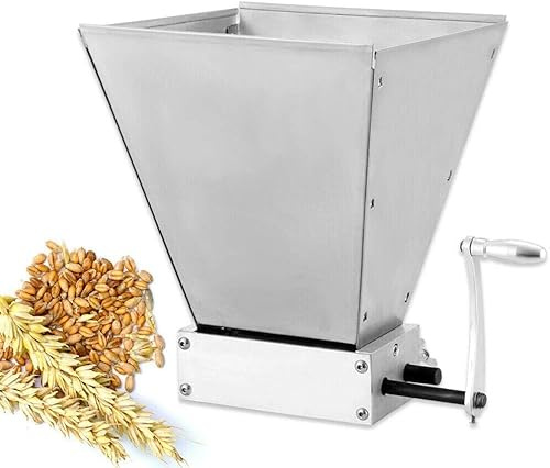 QYDZSHOP Grain Malt Mill Crusher, Manual Grain Grinder, Barley Grinder, Stainless Steel Adjustable 2 Bearing, for Homebrew Grinding Grains, Beans, Spices, Etc