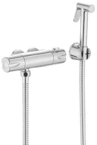 Bidet Sprayer Tap for Toilet Thermostatic Mixer Valve Bidet Spray Kit,Thermostatic Shower Mixer for Bidet Sprayer,Vertical Shower Bar, Caravan,Camper Van, RV,Boat Yacht 45mm Centres Chrome