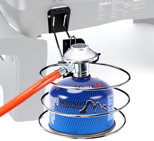 GFTIME Kartuschenhalter Set für Enders Urban II & Explorer II 50mbar, Gaskartuschen Halterung mit Gasschlauch & Gasregler, Schraubkartuschen Adapter, Grill Zubehör Schwarz