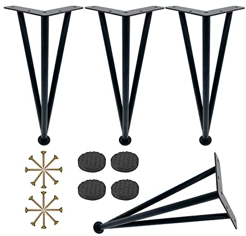 Gambe regolabili per mobili in metallo, 10-60 cm, gambe moderne per tavolo, piedini di ricambio per bagno e cucina, facili da installare, colore nero, altezza 40 cm, design robusto ed elegante