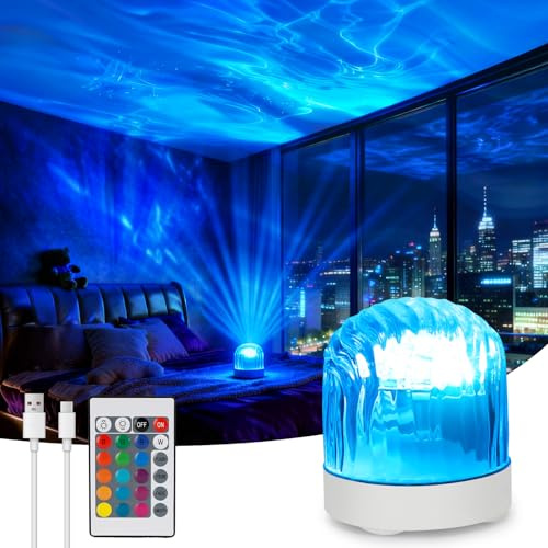 Lampada Aurora Boreale, 16 Colori Led Proiettore Stelle Soffitto, Dimmerabile/Ricaricabile/Telecomando Luce Notturna Bambini, Lampada Proiettore Soffitto per Decorazioni Camera, Regali di Natale