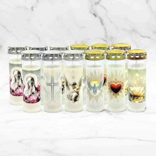Horeca Candles - Lumini Cimitero con Parapioggia - Durata 7 Giorni - Set da 12 CerI Votivi Settimanali - Candele Tombali Commemorative per Defunti