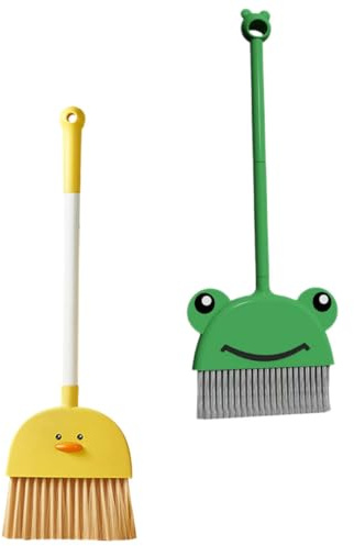 Toyvian 2 Pezzi Scopette per Bambini Design Cartone Animato, Scopa Piccola Leggera in Pp e Pet, per Pulizie Casalinghe e attività di Gioco Educativo per Bambini