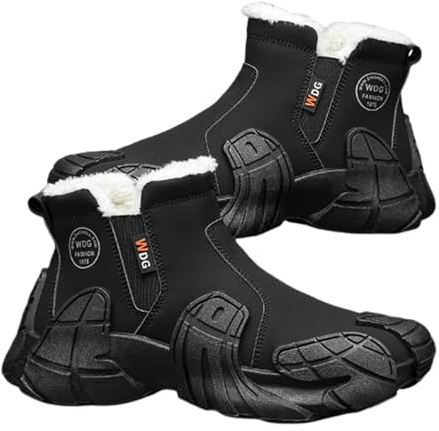 Thermal Boots for Men, Winter Fleeced Waterproof Boots, Warm Fleece Lining Lightweight Comfortable Non-Slip Side Sole (Black, US, Adult, Men, 6, Numeric Range, US Footwear Size System, 6.5, Medium)