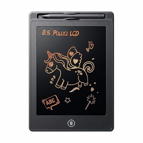 Meridiana 1 Tavoletta Grafica multicolor 8,5 Pollici LCD (Nero) | Lavagna magnetica da parete, Lavagnetta Cancellabile con Pulsante di Cancellazione Bloccabile