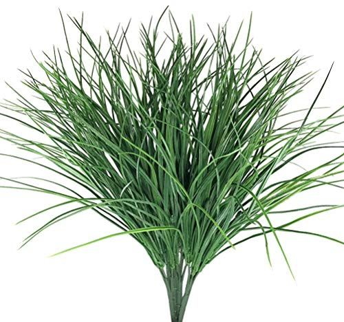 Antspirit 4pcs Artificial Fake Grass Plants Flowers Faux Plastic Wheat Grass Outdoor UV Resistant Greenery Shrubs Plant for Outdoor Planters Wedding Indoor Outside Hanging Home Garden Décor