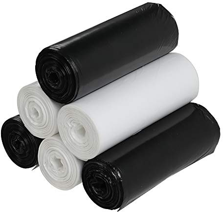 Vareone 40 Liter Abfallsäcke Müllbeutel Mülltüte, Schwarz und Weiß, 150 Beutel / 6 Rollen