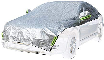 Auto Abdeckplane Autoabdeckung Halbe Autoabdeckung Wasserdicht Sonnenschutz UV-Schutz Wetterfest PEVA Umweltfreundliche，Silber，One Size