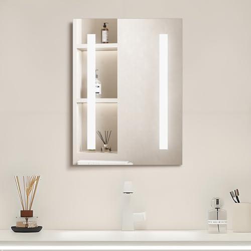 Habison LED Badspiegel 45x60 cm, Wandspiegel Badezimmer Beleuchtet Spiegel aus Aluminium mit Knopfschalter IP44 Wasserdicht 6400K Kaltweiß Licht
