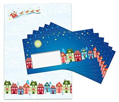 Briefpapier Weihnachten Weihnachtsbriefpapier mit Umschlag Umschlägen mit Fenster Weihnachtspapier A4 für Kunden (50 Blätter + 50 Umschläge)
