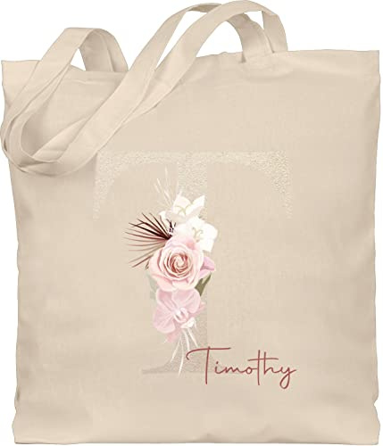 Geschenk mit Namen personalisiert by Shirtracer - Baumwolltasche - Initialen - Geschenk personalisiert mit Namen I Geschenkideen Anfangsbuchstabe Name
