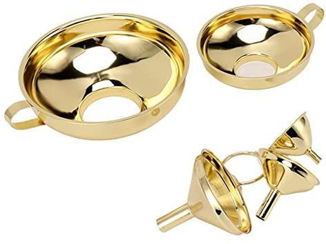 Imbuto in Acciaio Inossidabile Color Oro, Set di Imbuti in Acciaio Inossidabile Impugnatura Laterale di Precisione per Liquidi