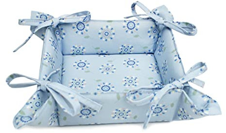 Ariel Floral Printed Fabric Bread Basket Sky Blue - 35cm x 35cm