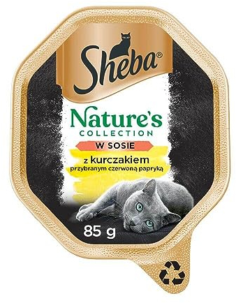 Sheba Nature's Collection in Sauce mit Huhn garniert mit roter Paprika 22 x 85g Natürliches und hochwertiges Katzen Nassfutter