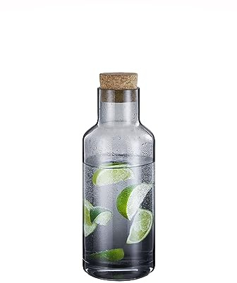blomus caraffa per acqua -HYDRA- | brocca in vetro da 1 litro con coperchio in sughero | caraffa per acqua colore Smoke | 9L x 26H cm