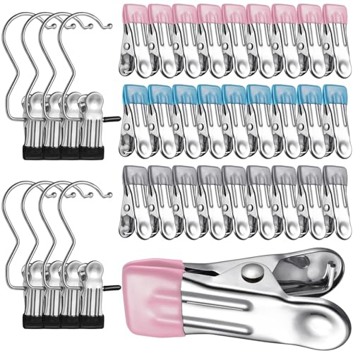 Samulee 35 Stück 304 Edelstahl Wäscheklammern, Multifunktionale rutschfeste Klammern Wäscheklammer, Klammern Metall, Wäscheklammern Ohne Abdruck für Socken, Schuhe,Fotos,Lebensmittelversiegelung 1