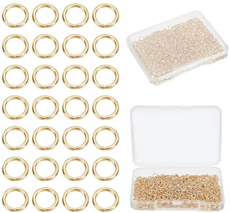 arricraft 1000 Stück Offene Biegeringe, 4 mm Echte 18 Karat Vergoldete Verbindungsringe, 304 Edelstahl-O-Ringe, Runde Schmuckverbinder Für Schlüsselanhänger, Armbänder, Schmuckanhänger