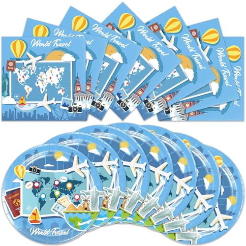 40pcs Adventure Awaits Party Supplies Plates and Napkins Halloween Birthday Party Decorations Paper Tableware Disposable Adventure Awaits Themed Party Decor Favors for Kids