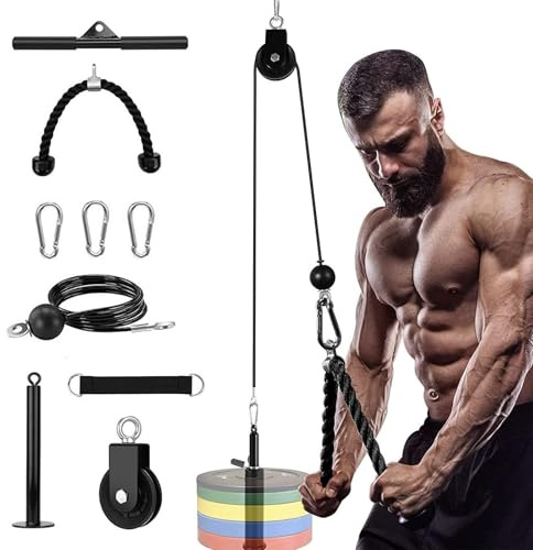 Kabelzug Fitness Kabel Latzug Fitness Bizeps Rücken Trainingsgerät Armtraining DIY Kabelzug Pulley System Latzugmaschine Arm Krafttraining Home Gym Workout Equipment