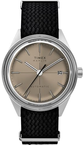 Timex Marlin 40mm Herrenuhr Schwarz/Edelstahl/Hellbraun Modern, Schwarz/Edelstahl/Hellbraun, Modern