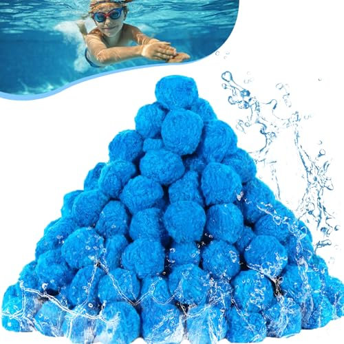 STEEIRO Filterballs 1800g, Pool Reinigende Filterbälle, ersetzt 65kg Filtersand Filter Balls, Kompatibel mit Poolreiniger Sandfilteranlage, Geeignet für Schwimmbäder, Filterpumpe, Aquarium (Blaue)