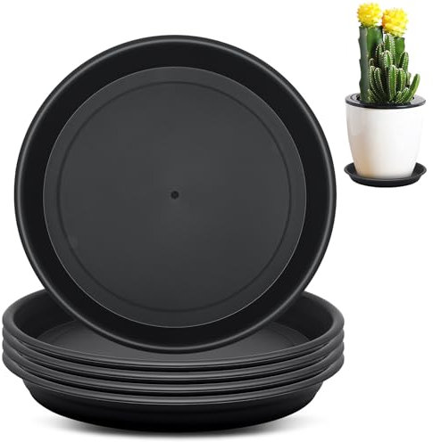 Chuner 5 Pezzi Sottovaso Rotondo Sottovasi Rotondi Nero in plastica per Piante da Interni ed Esterni Sottovaso Bonsai, Fiori, Giardini e Orchidee - 19 cm