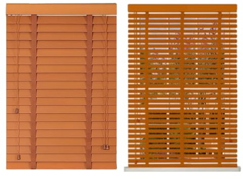 Persianas Venecianas, Estores Horizontales De Madera para Ventanas W 25~160cm × H 60~280cm Personalizado Multicolor Persianas Venecianas Lamas De 50mm Estores para Oficina Casa(Brownish Yellow)
