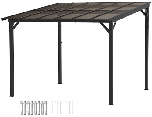 Outsunny Terrassenüberdachung Freistehend Aluminium ca. 3x3m Dunkelgrau