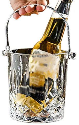 Eiskübel Hochwertiger Eiskübel aus Glas, 900 ml, transparenter Sektkübel für die Party zu Hause mit Griffen, Eiskübel-Kits