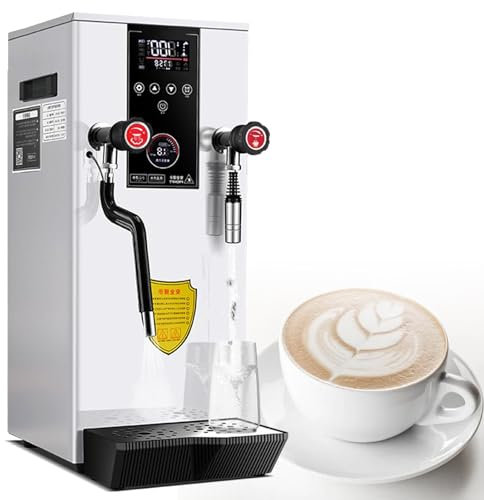 QUSYZD Espumador de Leche Comercial de 12 l, máquina automática de Agua hirviendo a Vapor de 2500 W, máquina eléctrica para espumar Leche a Vapor, Color Blanco,White