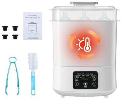 Bottle Steriliser and Dryer – Efficient 4-in-1 Electric Steam Steriliser for Baby Stuffs, Bottles, Breast Pump Accessories, Large Size Hold Up to 8 Bottles (Ø < 65mm) und Pacifiers