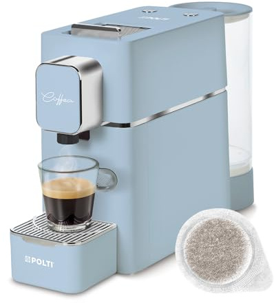 Polti Coffea S15LB, Macchina per Caffè Espresso, Compatibile con Cialde E.S.E. 44 mm, Serbatoio 0,85L, Pressione Pompa 19 bar, Colore Azzurro