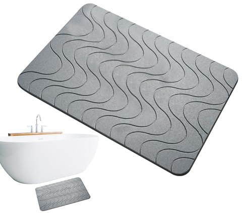 Tapis de Bain en diatomite, Tapis de Pierre à séchage Rapide | Esthétique géométrique à séchage Rapide, Tapis antidérapant et Anti-Chute pour Sol de Toilettes, Cuisine, Baignoire, Piscine, Spa